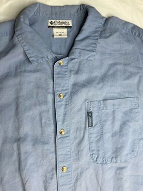 Columbia Short Sleeve Button Down Shirt Mens XL Blue Lightweight Outdoor